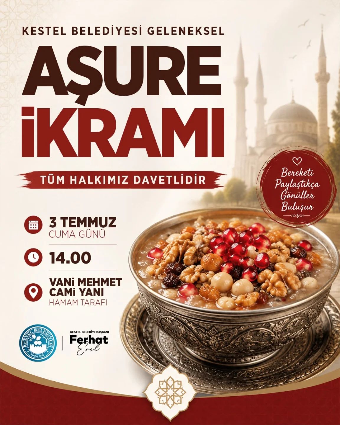 Muharrem ayının bereketini ve paylaşmanın güzelliğini hep birlikte yaşayalım.